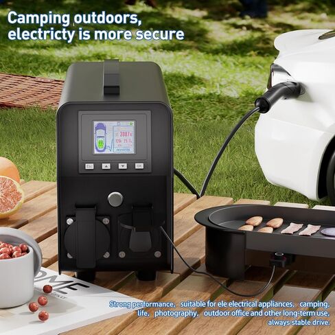 3KW EV Discharger V2L Adapter Discharge Gun Compatible with Tesla Model 3/Y/S/X After May 2019 NACS Standard Battery Protection 120V Output LCD Display Outdoor Camping Emergency in Saudi Arabia