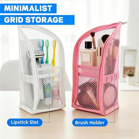 2Pcs Standing Toiletry Bag, Upright Waterproof Travel Toiletry Bag, Translucent Portable Foldable Makeup Cosmetic Bag, Leakproof Travel Organizer Pouch for Bathroom, Gym, Business Trip,Family Travel in Saudi Arabia