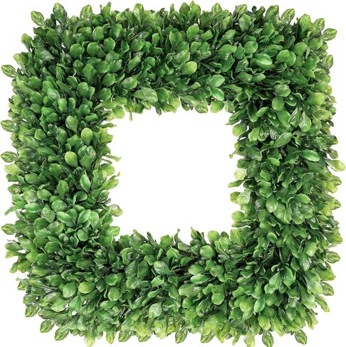 24 Inch Large Boxwood Wreath, Spring Summer Artificial Green Wreaths for Front Door Farmhous Wedding Window Hanging Wall All Year Round Indoor & Outdoor St Patrick's Day Decor in Saudi Arabia