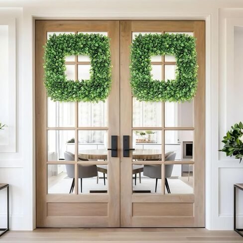 24 Inch Large Boxwood Wreath, Spring Summer Artificial Green Wreaths for Front Door Farmhous Wedding Window Hanging Wall All Year Round Indoor & Outdoor St Patrick's Day Decor in Saudi Arabia