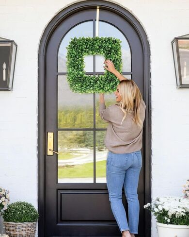 24 Inch Large Boxwood Wreath, Spring Summer Artificial Green Wreaths for Front Door Farmhous Wedding Window Hanging Wall All Year Round Indoor & Outdoor St Patrick's Day Decor in Saudi Arabia