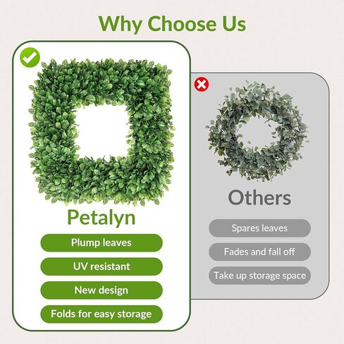 24 Inch Large Boxwood Wreath, Spring Summer Artificial Green Wreaths for Front Door Farmhous Wedding Window Hanging Wall All Year Round Indoor & Outdoor St Patrick's Day Decor in Saudi Arabia