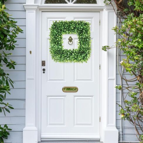 24 Inch Large Boxwood Wreath, Spring Summer Artificial Green Wreaths for Front Door Farmhous Wedding Window Hanging Wall All Year Round Indoor & Outdoor St Patrick's Day Decor in Saudi Arabia