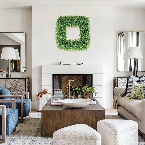24 Inch Large Boxwood Wreath, Spring Summer Artificial Green Wreaths for Front Door Farmhous Wedding Window Hanging Wall All Year Round Indoor & Outdoor St Patrick's Day Decor in Saudi Arabia