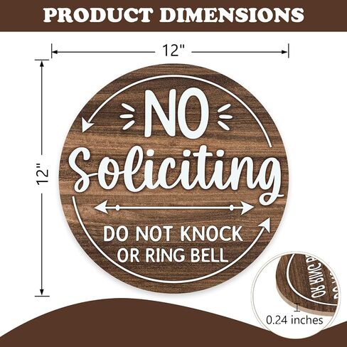 No Soliciting Front Door Sign, Funny Do Not Knock or Ring Bell Wooden Hanger Office Business Work from Home Decor, Farmhouse Humorous No Solicitation Wreath Indoor Wall Hanging Decoration in Kuwait