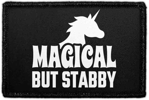 Magical But Stabby | Hook and Loop Attach for Hats, Jeans, Vest, Coat | 2x3 in | by Pull Patch in Kuwait