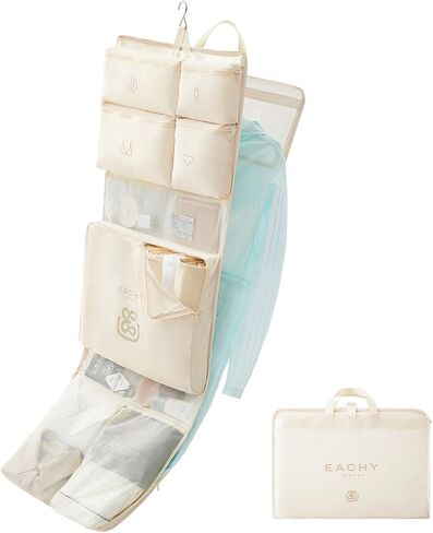 EACHY Hanging Packing Cubes for Travel, Travel Essentials Suitcase Organizer Bags with Built-in Hook, Garment Bag for Business Trip & Carry on, 11 Pockets (Pink) in Saudi Arabia