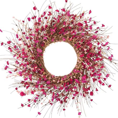 Blue Wildflower Wreath with Berries, 26 Inch Handmade Spring Summer Decoration for Front Door Wall Wedding Party, Indoor/Outdoor Artificial Floral Wreath (Navy Blue) in Saudi Arabia