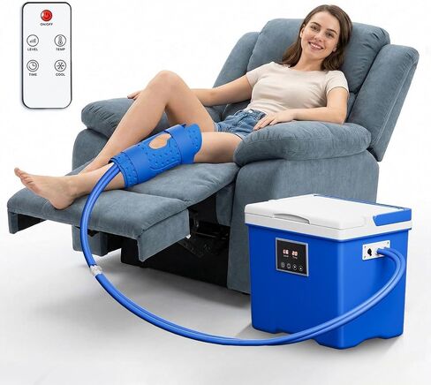 Cold Therapy Machine with Memory Function, Programmable Timer, Wireless Remote & Quiet Pump, Portable Ice Machine for Knee After Surgery, Ankle, Arm Relief, Ideal for Sports Injuries(10 Qt) in Kuwait