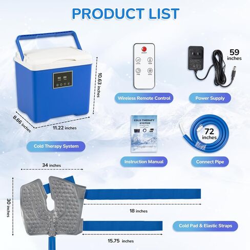 Cold Therapy Machine with Memory Function, Programmable Timer, Wireless Remote & Quiet Pump, Portable Ice Machine for Knee After Surgery, Ankle, Arm Relief, Ideal for Sports Injuries(10 Qt) in Kuwait