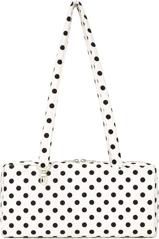 Polka Dot Bag,Nylon Bowler Bag Purse for Women,Women's Long Handle Handbag,Tote Bag with Key Strap in Saudi Arabia