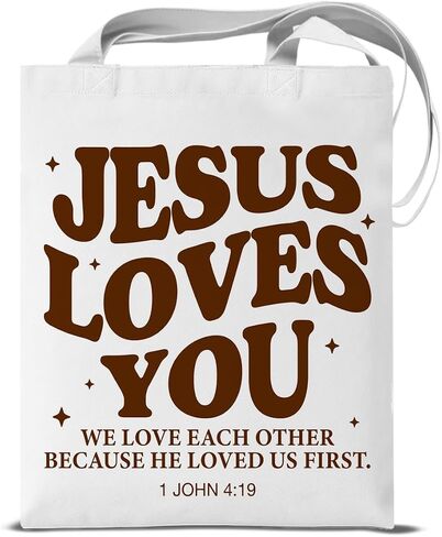 Christian Tote Bag Jesus Religious Reusable Bible Bags for Shopping Work Travel Church Christian Gift Totes in Saudi Arabia