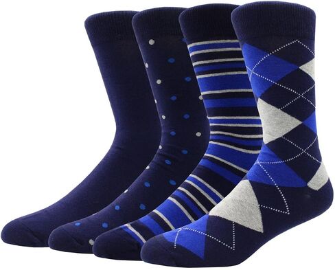 Men's Cotton Blend Crew Socks, Striped Novelty Fun Design, Size 8-15, Casual in Saudi Arabia