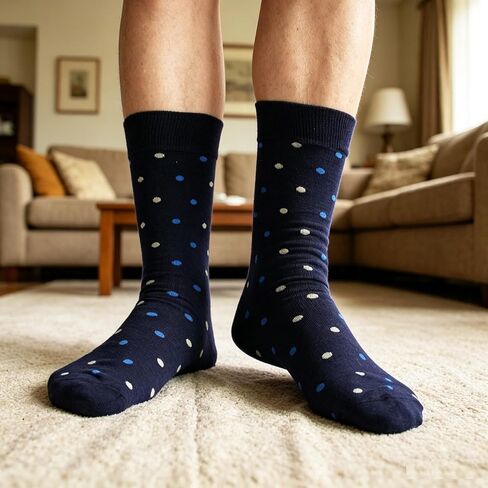 Men's Cotton Blend Crew Socks, Striped Novelty Fun Design, Size 8-15, Casual in Saudi Arabia