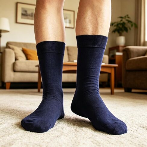Men's Cotton Blend Crew Socks, Striped Novelty Fun Design, Size 8-15, Casual in Saudi Arabia