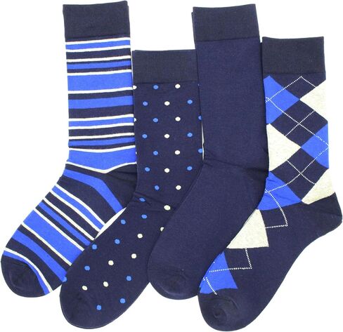 Men's Cotton Blend Crew Socks, Striped Novelty Fun Design, Size 8-15, Casual in Saudi Arabia
