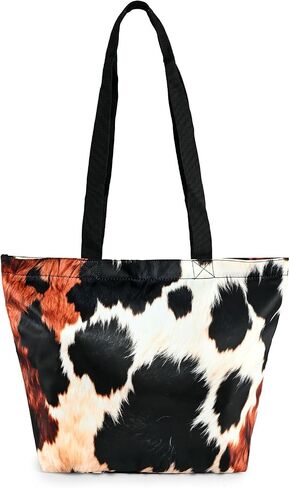 Women Tote Bag Cow Print Handbag Zipper Shoulder Bag for Work Travel Gym Shopping in Saudi Arabia