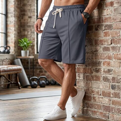 Mens Workout Shorts Casual Athletic Running Gym Shorts Lounge Short with Pockets in Kuwait