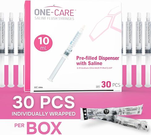 ONE-CARE 0.9% Sodium Chloride, Flush Dispenser, 10 mL – One-Time Use, Individually Wrapped, Ready-to-Use, 30pcs/Box in Kuwait