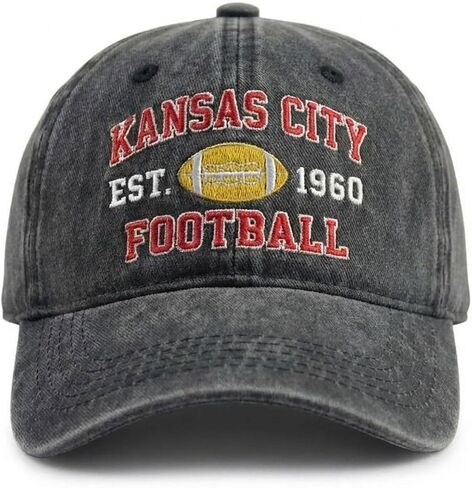 Football Hat for Men Women, Vintage Washed Embroidered City Dad Cap, Adjustable Baseball Cap for Game Day Fans in Saudi Arabia