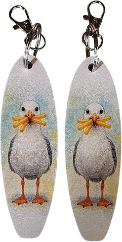 JennyGems Funny Seagull Keychains Set of 2 – PVC Beach Keyrings for Bags, Backpacks, or Keys – Coastal Souvenir or Gift in Kuwait