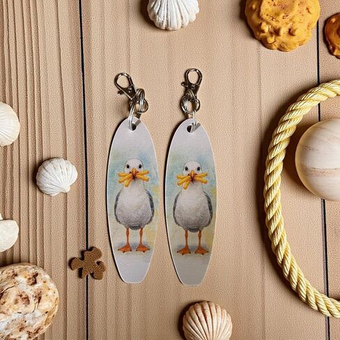 JennyGems Funny Seagull Keychains Set of 2 – PVC Beach Keyrings for Bags, Backpacks, or Keys – Coastal Souvenir or Gift in Kuwait