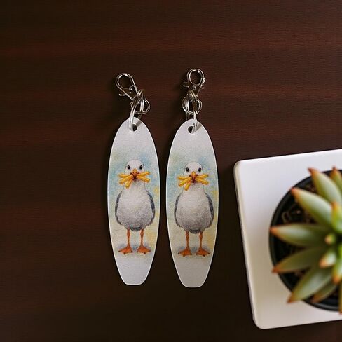 JennyGems Funny Seagull Keychains Set of 2 – PVC Beach Keyrings for Bags, Backpacks, or Keys – Coastal Souvenir or Gift in Kuwait