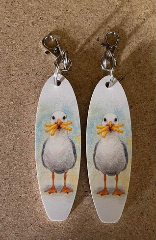 JennyGems Funny Seagull Keychains Set of 2 – PVC Beach Keyrings for Bags, Backpacks, or Keys – Coastal Souvenir or Gift in Kuwait