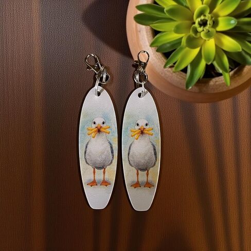 JennyGems Funny Seagull Keychains Set of 2 – PVC Beach Keyrings for Bags, Backpacks, or Keys – Coastal Souvenir or Gift in Kuwait