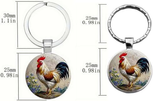 2PCS Chicken Keychain Western Funny Rooster Alloy Decor Round Ornament Kids Birthday Gifts Keyring for Chick Lover Chicken Themed Purse Bag Backpacks Car Key Charms for Men Women Girls in Saudi Arabia