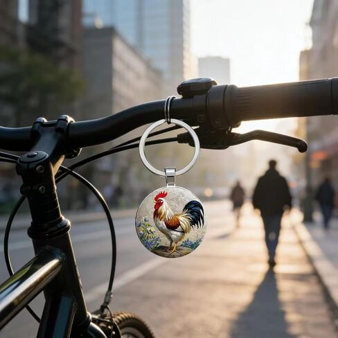 2PCS Chicken Keychain Western Funny Rooster Alloy Decor Round Ornament Kids Birthday Gifts Keyring for Chick Lover Chicken Themed Purse Bag Backpacks Car Key Charms for Men Women Girls in Saudi Arabia