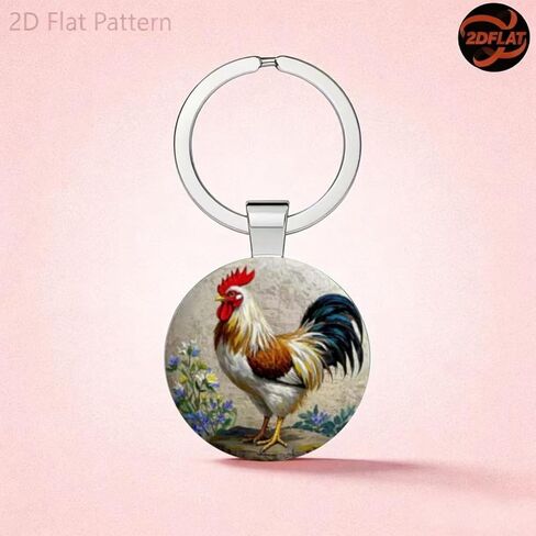 2PCS Chicken Keychain Western Funny Rooster Alloy Decor Round Ornament Kids Birthday Gifts Keyring for Chick Lover Chicken Themed Purse Bag Backpacks Car Key Charms for Men Women Girls in Saudi Arabia