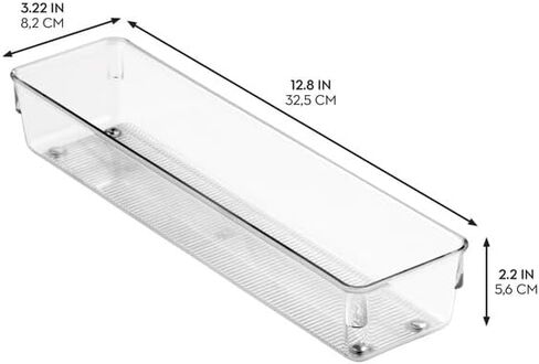 iDesign Plastic Drawer Organizer Bins - Storage for Kitchen, Bathroom, and Desk Drawers - Set of 3 - Clear in Saudi Arabia