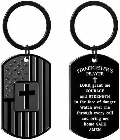 Firefighter Gifts for Men Fathers Day - Firefighter Prayer Cross Keychain - Fireman Faith Protection Gift for Father's Day, Graduation, Retirement in Saudi Arabia