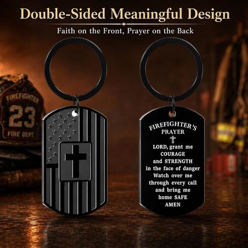 Firefighter Gifts for Men Fathers Day - Firefighter Prayer Cross Keychain - Fireman Faith Protection Gift for Father's Day, Graduation, Retirement in Saudi Arabia