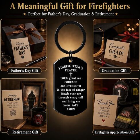 Firefighter Gifts for Men Fathers Day - Firefighter Prayer Cross Keychain - Fireman Faith Protection Gift for Father's Day, Graduation, Retirement in Saudi Arabia