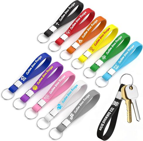 20 Pcs Custom Keychains, Personalized Silicone Keychains Bulk for Men Women, Double Side Printing Customized Text/Logo Wrist Keyrings for Events, Promotion, Awareness, Motivation in Saudi Arabia