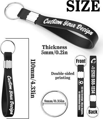 20 Pcs Custom Keychains, Personalized Silicone Keychains Bulk for Men Women, Double Side Printing Customized Text/Logo Wrist Keyrings for Events, Promotion, Awareness, Motivation in Saudi Arabia