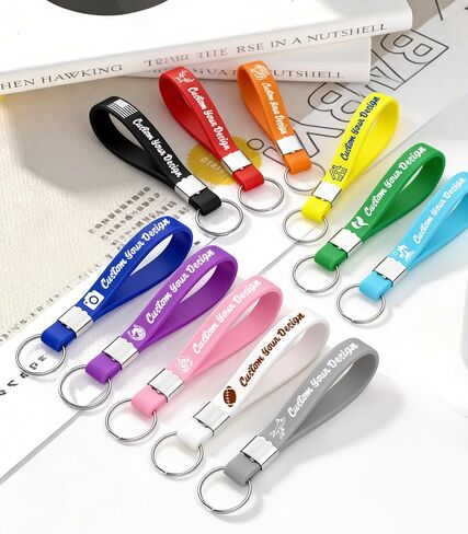 20 Pcs Custom Keychains, Personalized Silicone Keychains Bulk for Men Women, Double Side Printing Customized Text/Logo Wrist Keyrings for Events, Promotion, Awareness, Motivation in Saudi Arabia