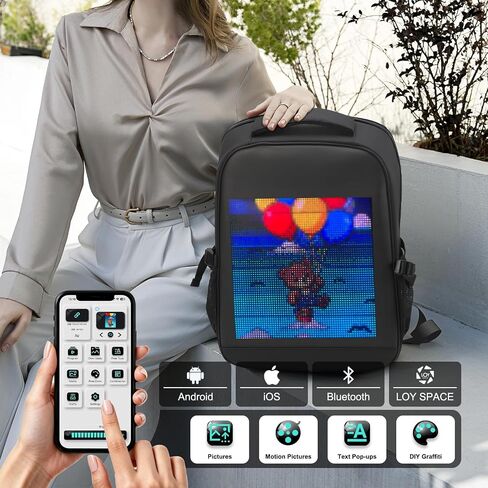 Led Backpack with App Control Programmable Screen,17 inches Laptop Backpack,Waterproof led bag, Travel, Motorcycle Backpack in Saudi Arabia
