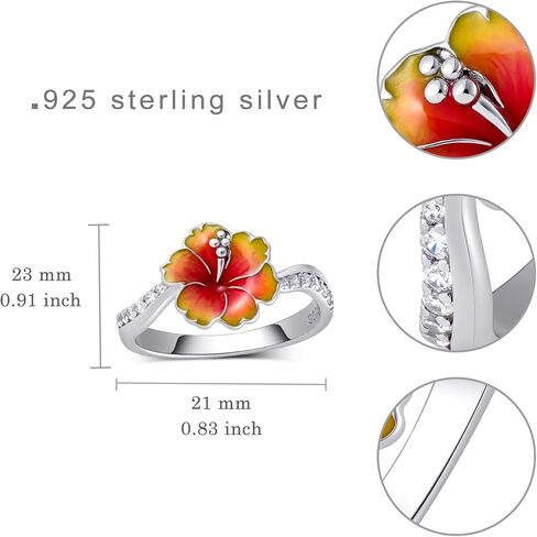 Hibiscus Flower Ring 925 Sterling Silver Hawaiian Ring Hibiscus Flower Hawaiian Jewelry Gifts For Women in Kuwait