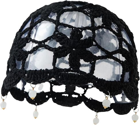 Women's Summer Handmade Crochet Hat Beaded Trim Hollow Out Knit Boho Beanie in Saudi Arabia