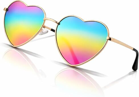Oiomniv Heart Sunglasses for Women Men, Retro Love Heart Glasses UV400, Party Festival Rave Pride Accessories in Kuwait