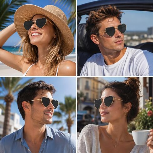 Oiomniv Heart Sunglasses for Women Men, Retro Love Heart Glasses UV400, Party Festival Rave Pride Accessories in Saudi Arabia