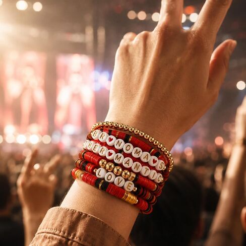 12 Pcs Bruno Merch Inspired Bracelets - Stackable Stretch Beaded Friendship Bracelets for Concert Outfit, Fan Gift Set in Saudi Arabia