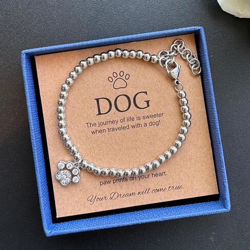 Dog Paw Print Bracelet for Women Inspirational Pet Lover Jewelry Gift for Dog Mom Dad Animal Lover Gift for Women Teen Girls in Saudi Arabia