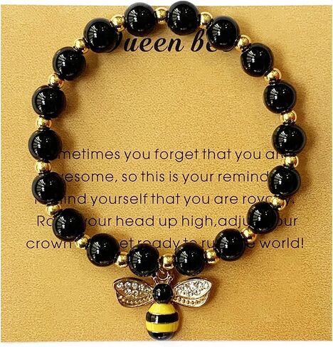 Queen Bee Bracelets Inspirational Friendship Beaded Stretch Bracelet Cute Jewelry Gifts for Women with Card in Saudi Arabia
