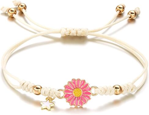 Daisy Flower Bracelet for Women Bohemian Handmade Adjustable Sunflower Elastic String Bracelet Jewelry for Party and Beach in Saudi Arabia