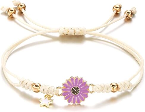 Daisy Flower Bracelet for Women Bohemian Handmade Adjustable Sunflower Elastic String Bracelet Jewelry for Party and Beach in Kuwait