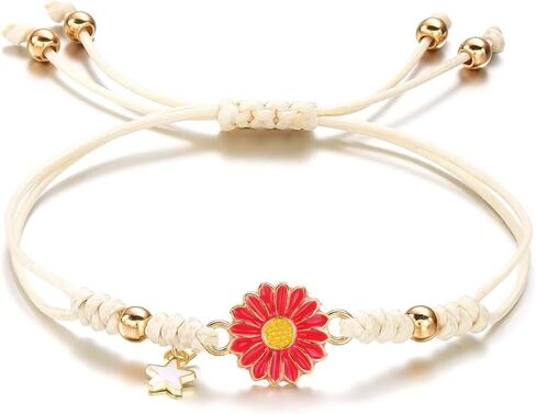 Daisy Flower Bracelet for Women Bohemian Handmade Adjustable Sunflower Elastic String Bracelet Jewelry for Party and Beach in Kuwait